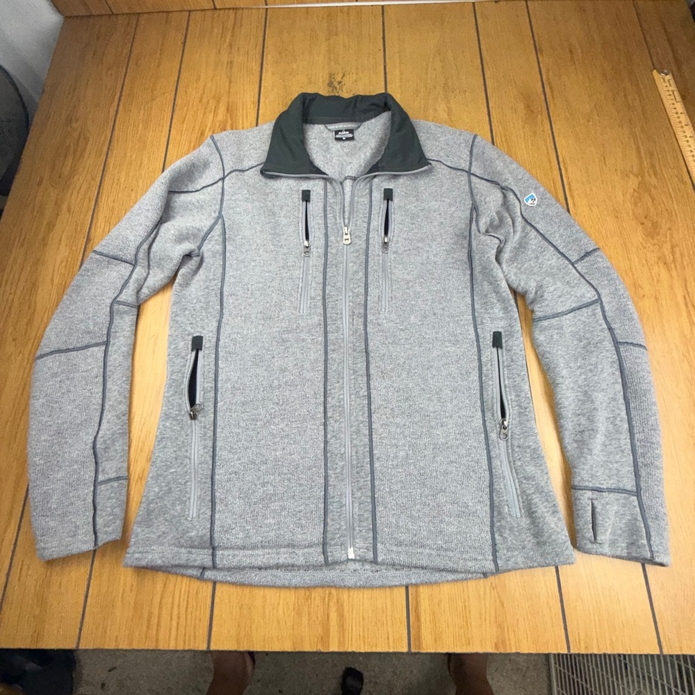 Kuhl Interceptr Mens Full Zip Fleece Jacket Gray Heather Hiking Outdoor Medium